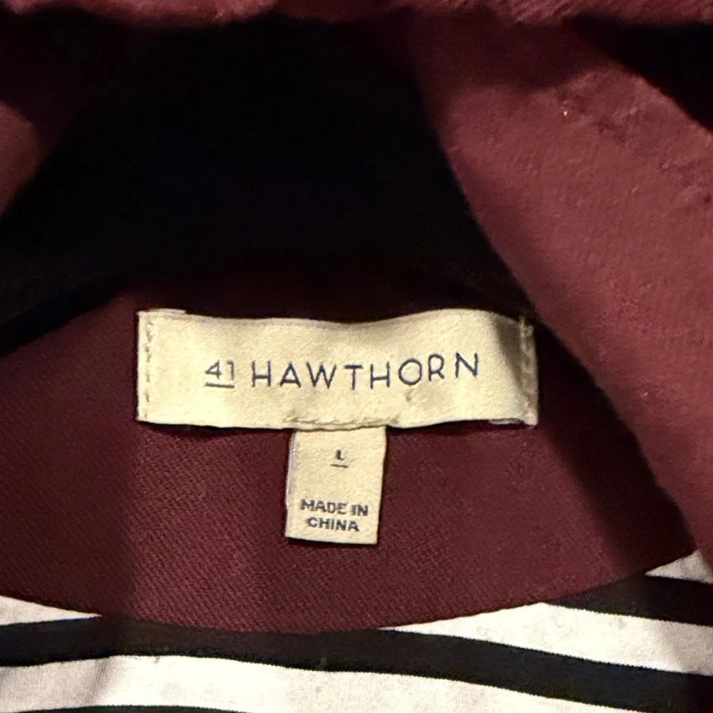 41 Hawthorn Hooded Utility Jacket in Burgundy with Striped Lining - Picture 2 of 5